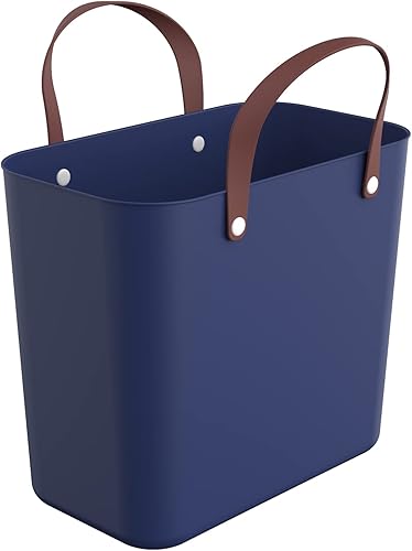 Rotho Albula - Panier à provisions en plastique recyclé Bleu 25 l