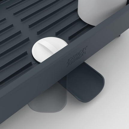 Egouttoir à vaisselle extensible avec porte-couverts amovible bec d'égouttage pivotant
