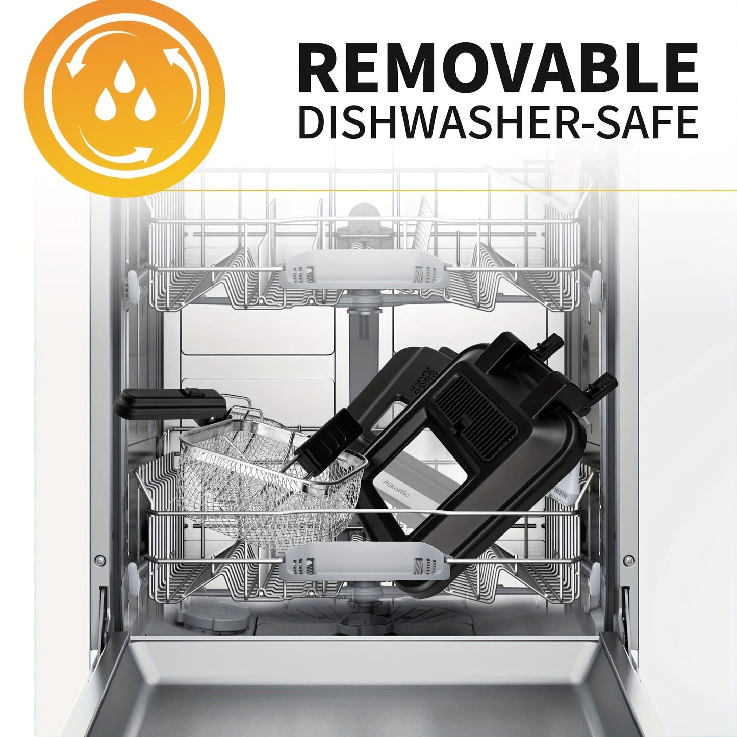 SUSTEAS 1500W Electric Deep Fryer with Basket, 84.5oz Large Capacity, Adjustable Temperature, Easy-Clean Pot, Foldable Handle, Compact Durable Design - Stylish Kitchen Appliance & Essential Tool for Family Dinners, Parties, E