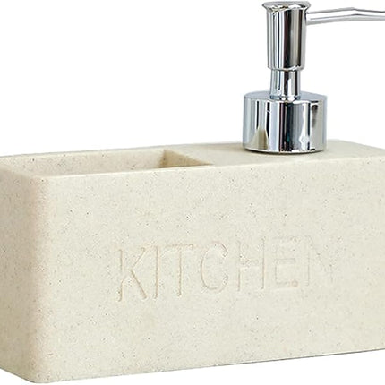 Distributeur de savon pour cuisine équipé d’un porte-éponge et d’un compartiment pour liquide vaisselle