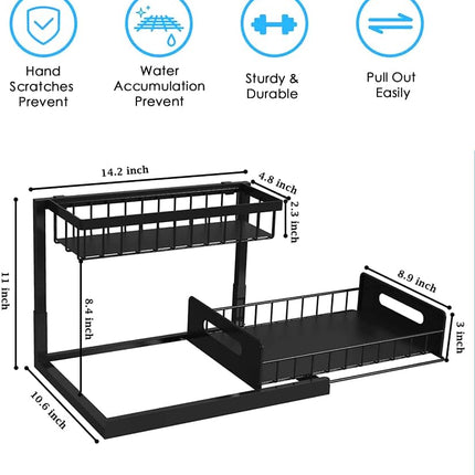 2-Tier Under-Sink Cabinet – Sliding Basket + Drawer | Multi-Purpose Storage