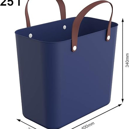 Rotho Albula - Panier à provisions en plastique recyclé Bleu 25 l