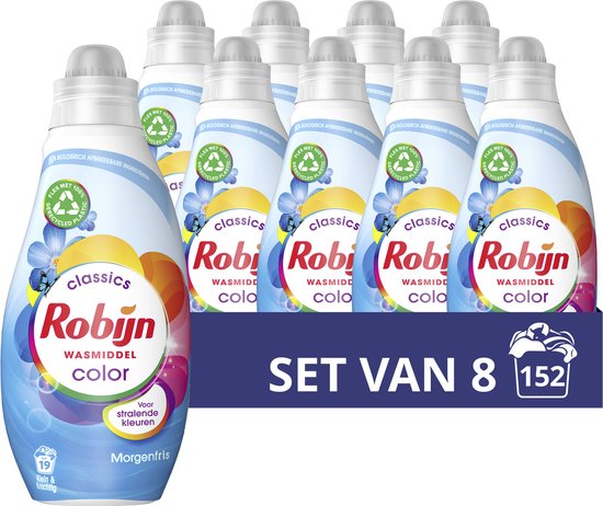 Robijn Klein &amp; Powerful Classics Color Morgenfris Liquid Detergent - Pack of 8