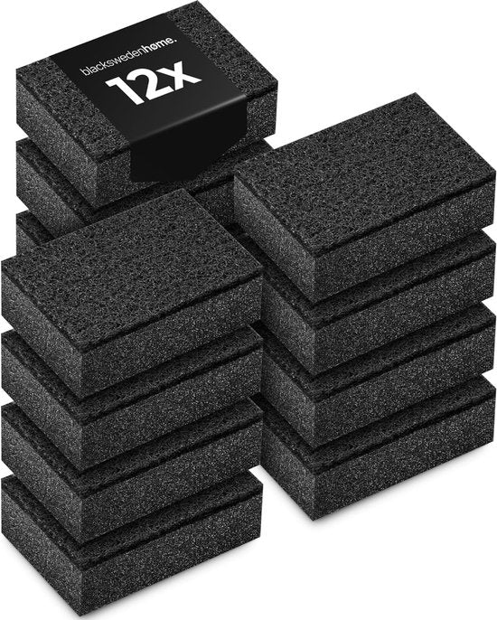 Éponge de cuisine noire - Durable et universelle - Lot de 12 - E-menage