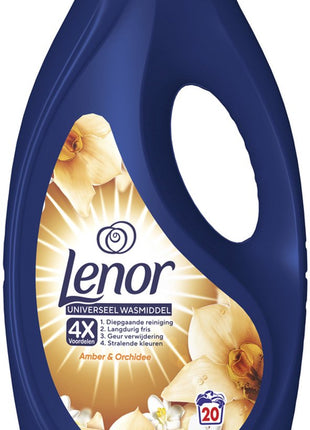Lessive liquide Lenor Ambre et Orchidée - 4 x 20 lavages - Pack de 4 - E-menage
