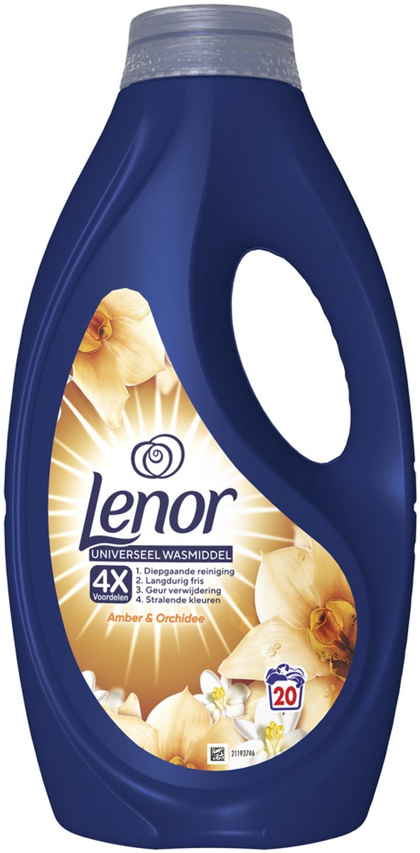 Lessive liquide Lenor Ambre et Orchidée - 4 x 20 lavages - Pack de 4 - E-menage