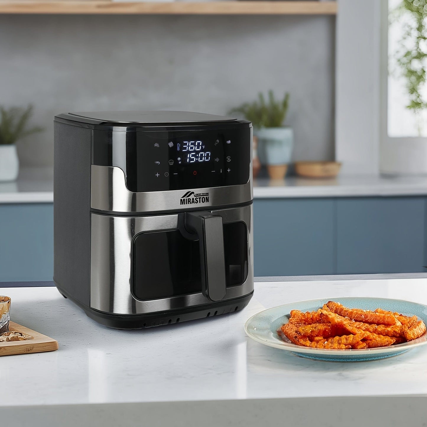 [Air Fryer] 8.5QT/3.6QT Air Fryer, Upgraded Large Capacity Suitable For 5-6 People, Smart Touch Screen For Easy Operation With 8 Preset Functions, Non-stick Coating For Easy Cleaning, Kitchen Accessories, Toaster Oven, Deep F