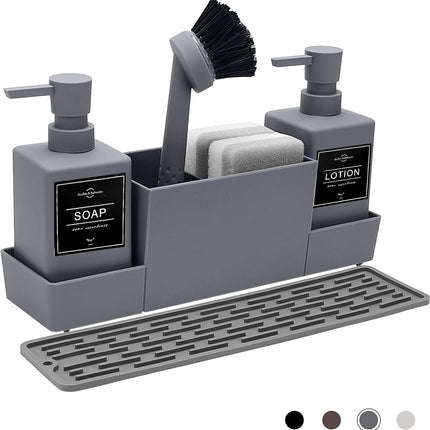 Organisateur de cuisine pour évier avec distributeur de liquide vaisselle intégré