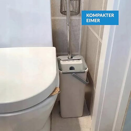 Serpillère plate avec seau et tampons en microfibre - E-menage