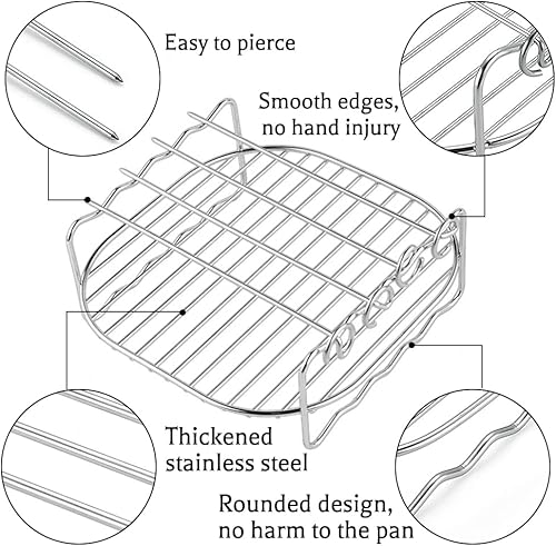 Support à brochettes pour friteuse à air 17 x 17 x 7 cm - E-menage