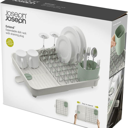 Egouttoir à vaisselle extensible avec porte-couverts amovible bec d'égouttage pivotant