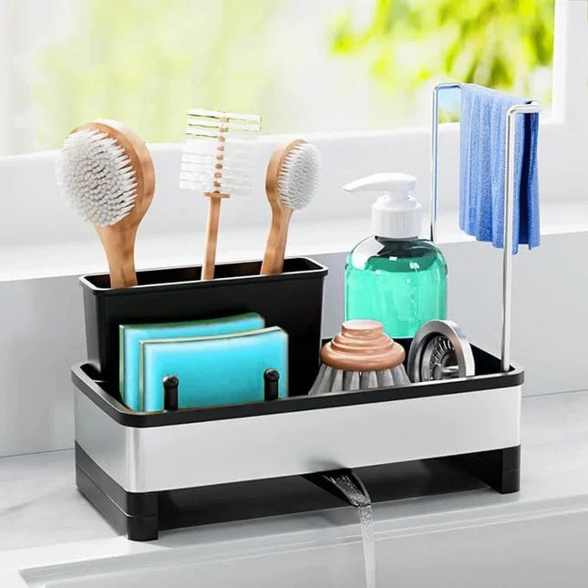 Organisateur d’évier avec bac de drainage automatique - E-menage