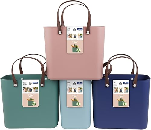 Rotho Albula - Panier à provisions en plastique recyclé Bleu 25 l - E-menage