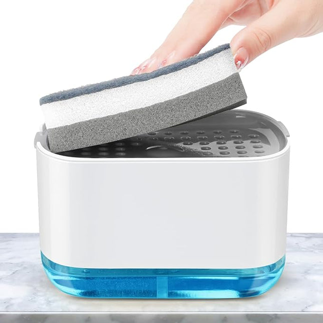 Distributeur de savon liquide 2 en 1 avec porte-éponge intégré