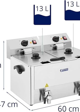 Royal Catering -Friteuse double dispositif 3 250 W, 2x13 Litres - E-menage