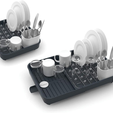 Egouttoir à vaisselle extensible avec porte-couverts amovible bec d'égouttage pivotant