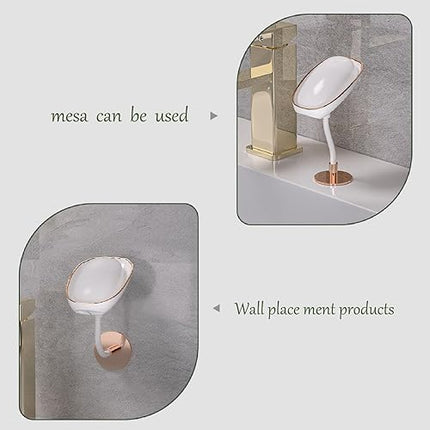 Suuwwn - Lot de 2 porte-savon avec écoulement en forme de feuille - E-menage