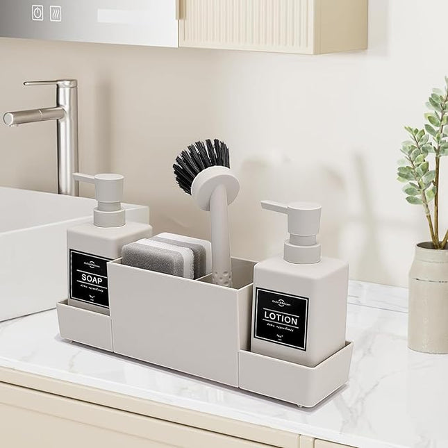 Organisateur de cuisine pour évier avec distributeur de liquide vaisselle intégré - E-menage