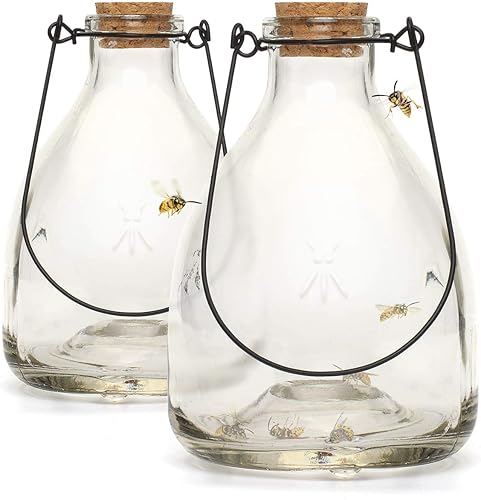 CKB LTD - Lot de 2 pièges à guêpes en verre avec cintre en métal - E-menage