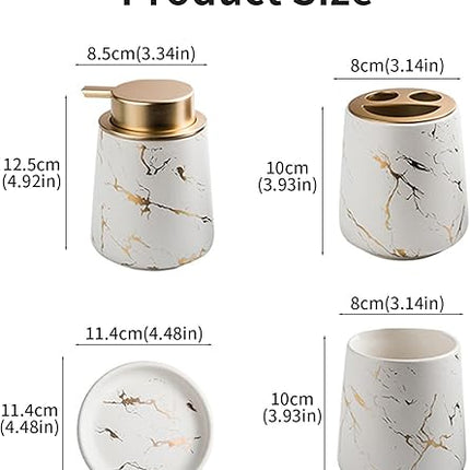 Ensemble de 4 accessoires de salle de bain en céramique marbrée