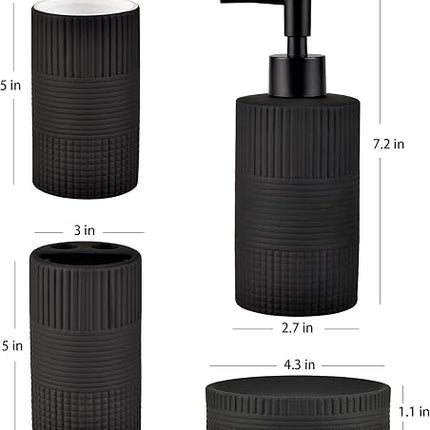 Ensemble de 4 pièces en céramique gaufrée pour salle de bain