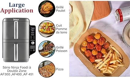 RECKNEY - Lot de 125 Feuilles de cuisson pour friteuse à air