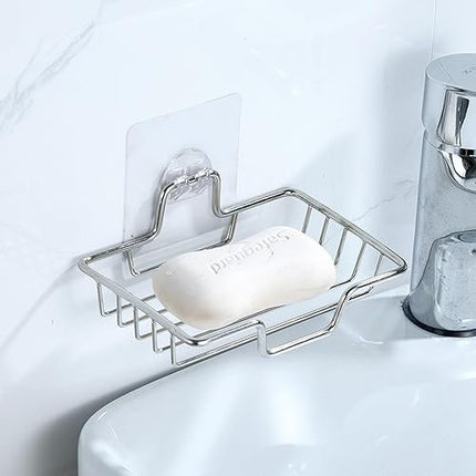 Lot de 2 porte-savon autocollants solides en acier inoxydable - E-menage