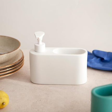 Distributeur de liquide vaisselle avec porte-éponge intégré
