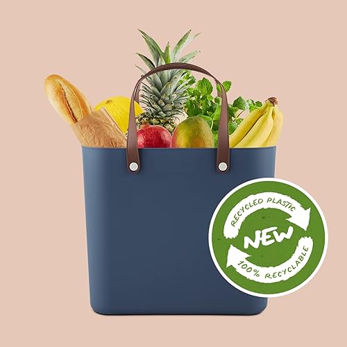 Rotho Albula - Panier à provisions en plastique recyclé Bleu 25 l - E-menage