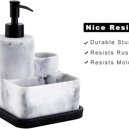 Distributeur de liquide vaisselle équipé d’un porte-éponge et support pour brosses
