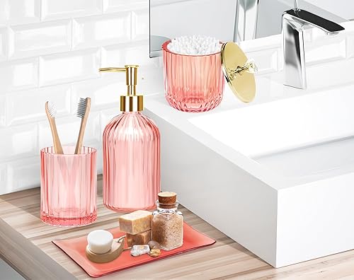 Lot de 4 accessoires de salle de bain en verre