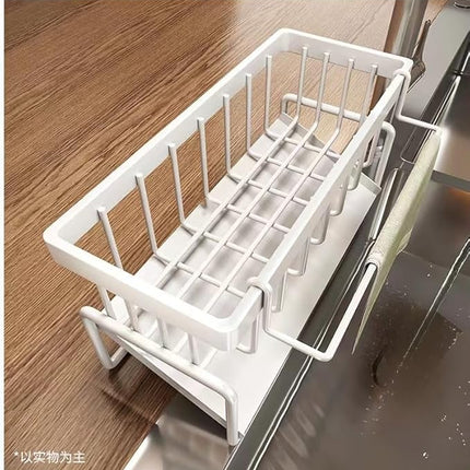 Organisateur d’évier de cuisine en acier au carbone avec porte-éponge et porte-savon