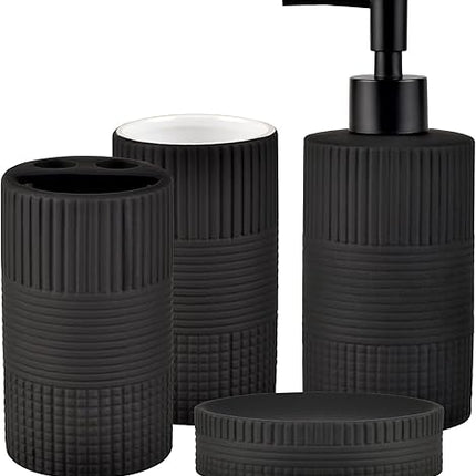 Ensemble de 4 pièces en céramique gaufrée pour salle de bain