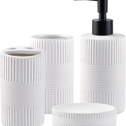 Ensemble de 4 pièces en céramique gaufrée pour salle de bain