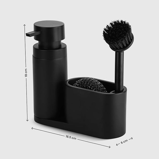 Distributeur de savon avec porte-éponge et brosse intégré