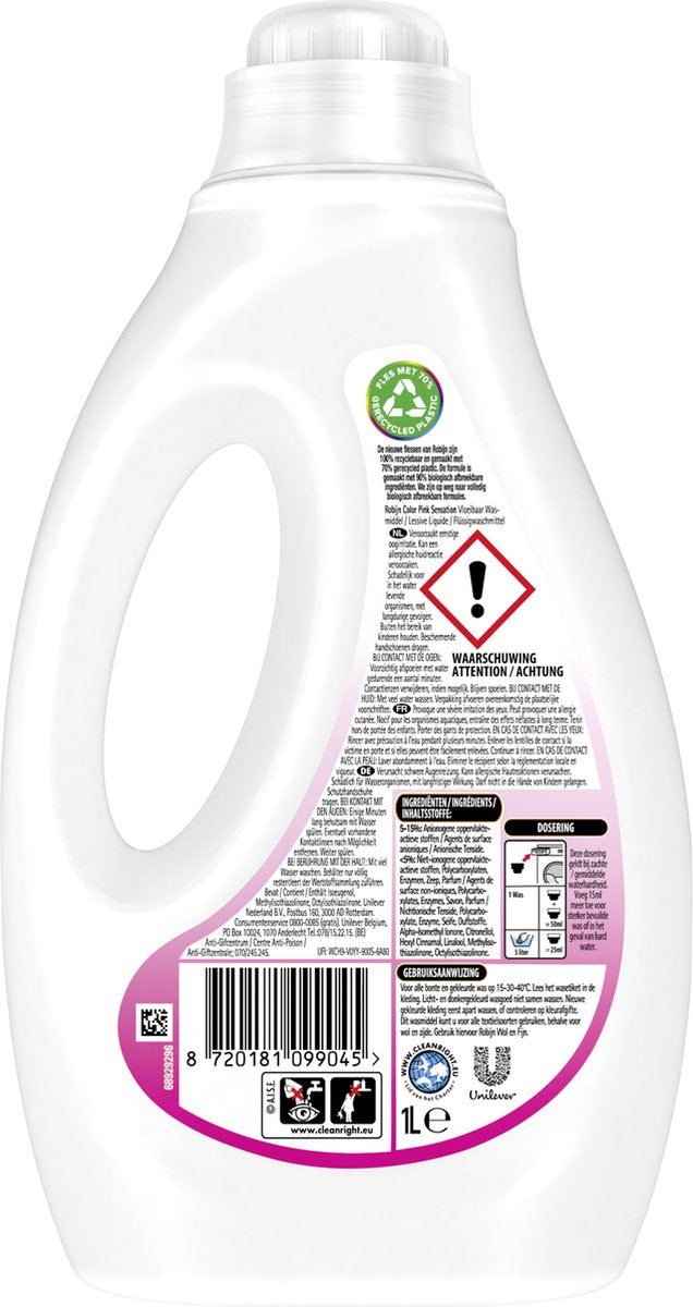 Détergent liquide Robijn Color Pink Sensation - Pack économique de 6 - E-menage