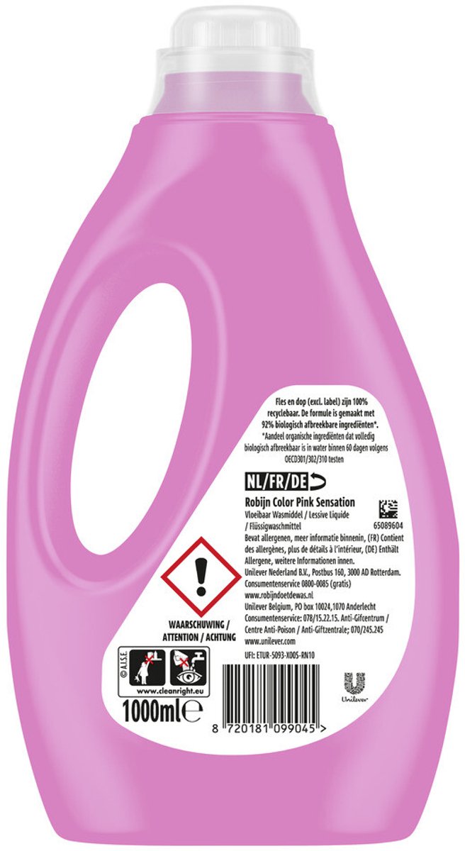 Détergent liquide Robijn Color Pink Sensation - Pack économique de 6 - E-menage