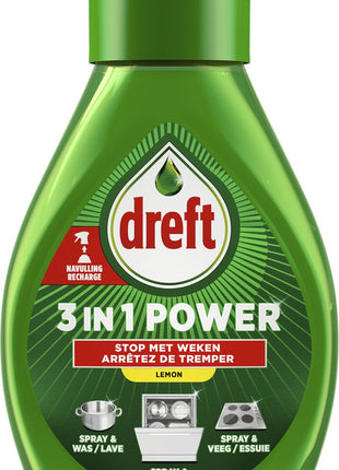 Dreft 3in1 Power Spray Refill Stop Soaking - prétraitement, dégraissant pour vaisselle et Cuisine - Pack de 10 - E-menage