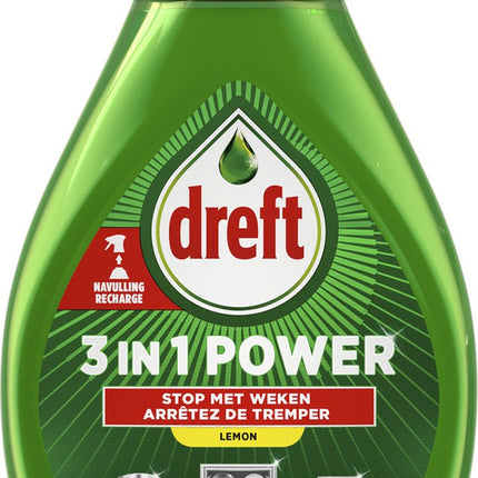 Dreft 3in1 Power Spray Refill Stop Soaking - prétraitement, dégraissant pour vaisselle et Cuisine - Pack de 10 - E-menage