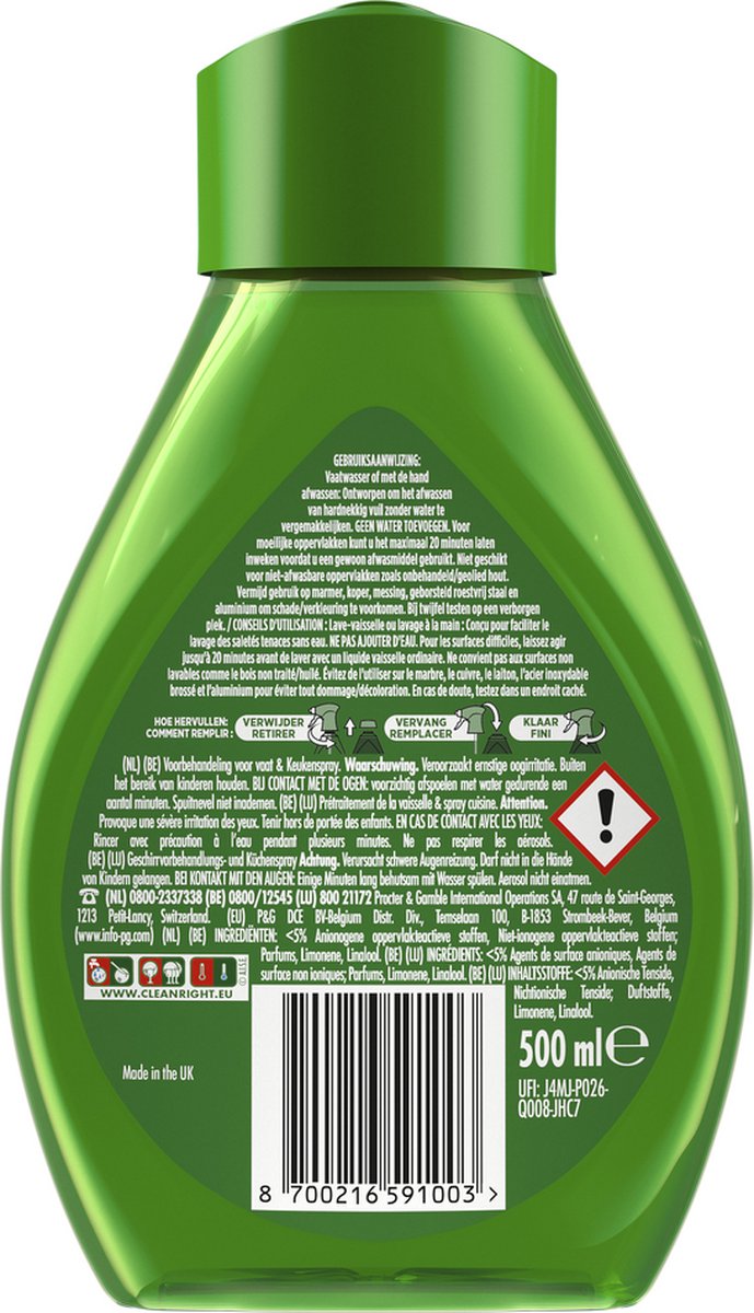 Dreft 3in1 Power Spray Refill Stop Soaking - prétraitement, dégraissant pour vaisselle et Cuisine - Pack de 10 - E-menage