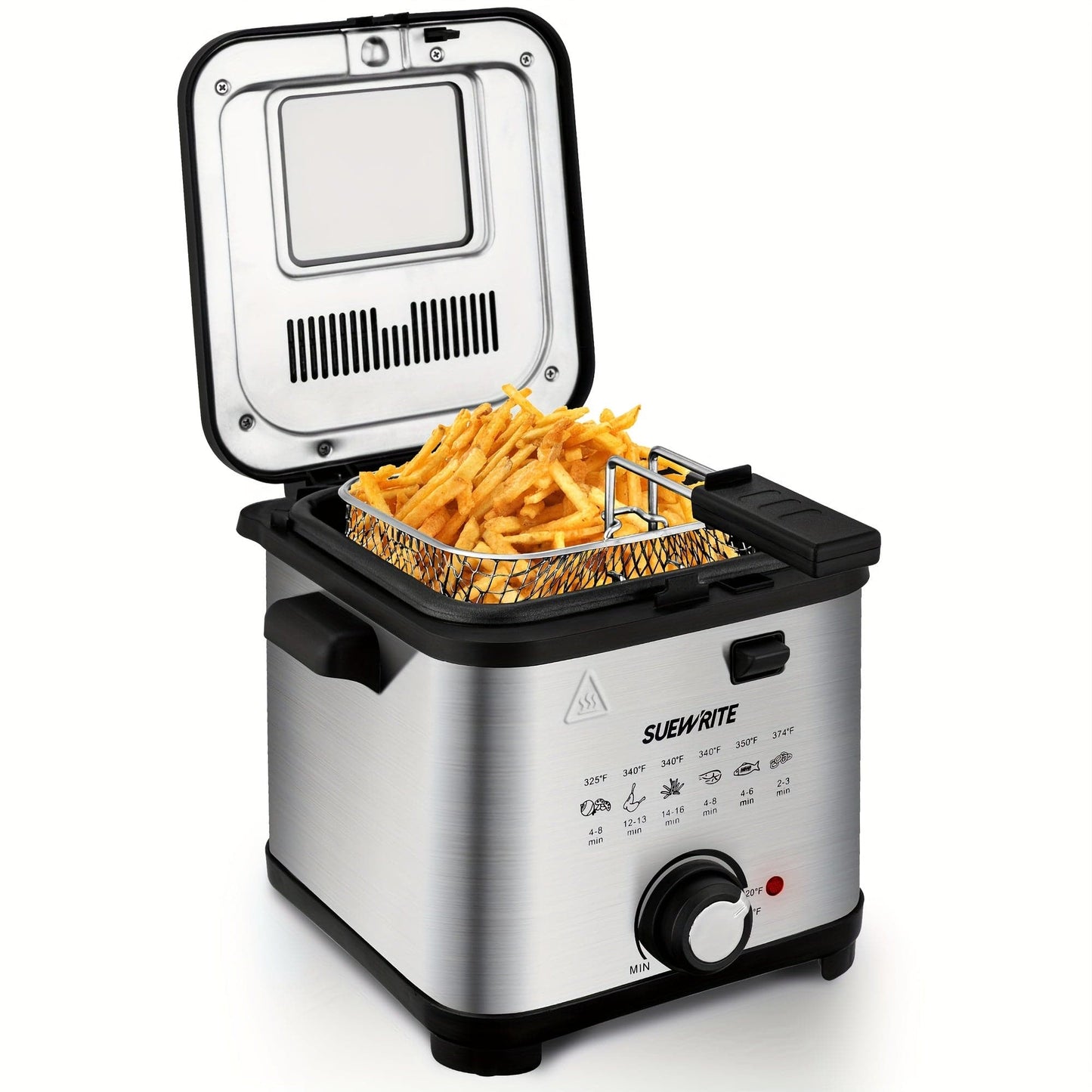 1.5 Liters/1.6 Qt. SUSTEAS Electric Deep Fryer - Compact Home Deep Fryer with Cool Touch Sides, Nonstick Basket, Easy Cleaning Design, and Safe Operation - Perfect for Small Families and Space-Saving Kitchen