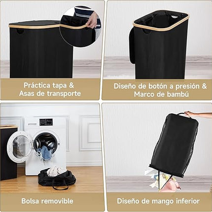 Fulasofia Panier à Linge avec couvercle 110L