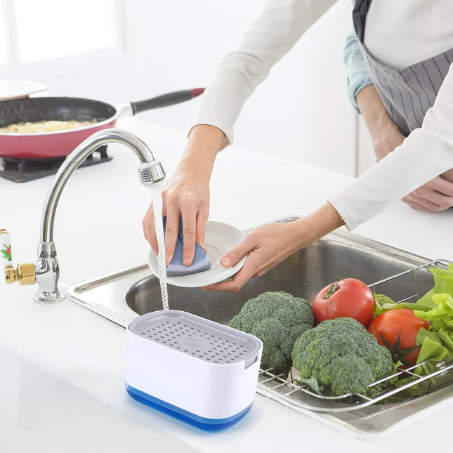 Distributeur de savon liquide 2 en 1 pour vaisselle