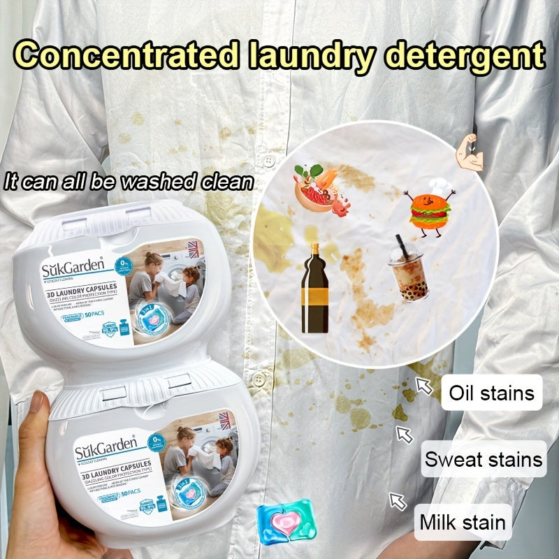 50 capsules de lessive 3 en 1 haute efficacité - Adoucissant - E-menage