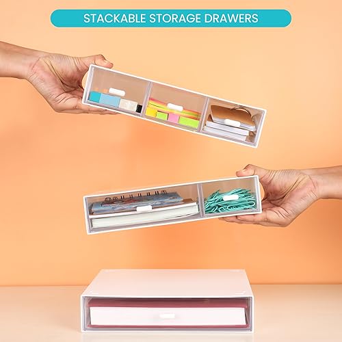 boîte de rangement en plastique avec tiroirs à 3 niveaux et 6 compartiments - E-menage