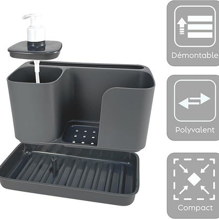 Organisateur d’évier multifonctionnel avec distributeur intégré