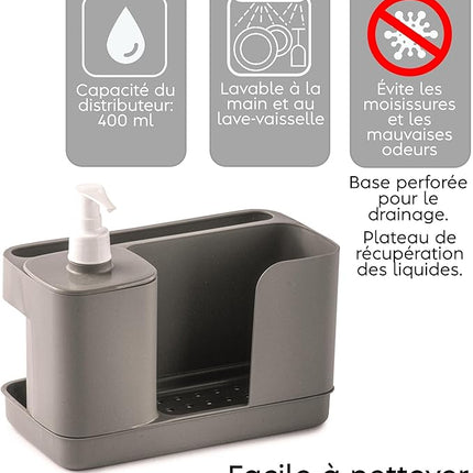 Organisateur d’évier multifonctionnel avec distributeur intégré
