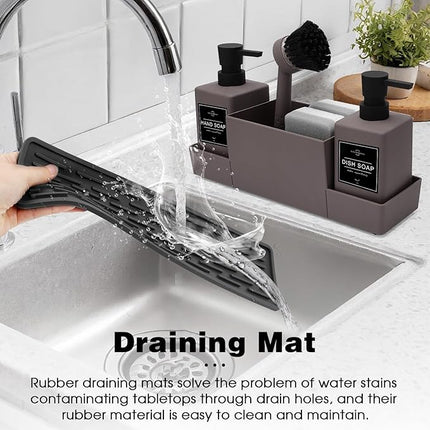 Organisateur de cuisine pour évier avec distributeur de liquide vaisselle intégré