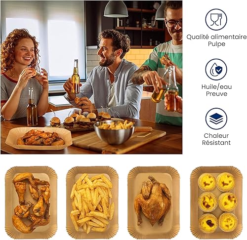 RECKNEY - Lot de 125 Feuilles de cuisson pour friteuse à air