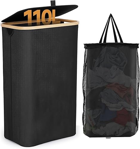 Fulasofia Panier à Linge avec couvercle 110L - E-menage